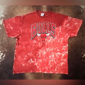 Vintage Chicago Bulls Red & White Tie-Dye Short Sleeve Tee